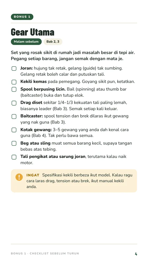 Bonus 1 Checklist Gear Utama
