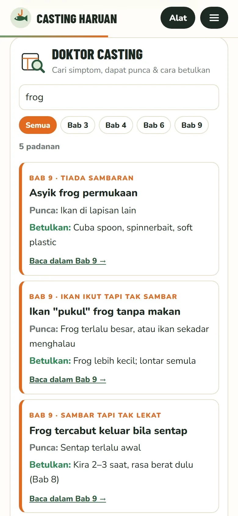 Doktor Casting dengan carian simptom