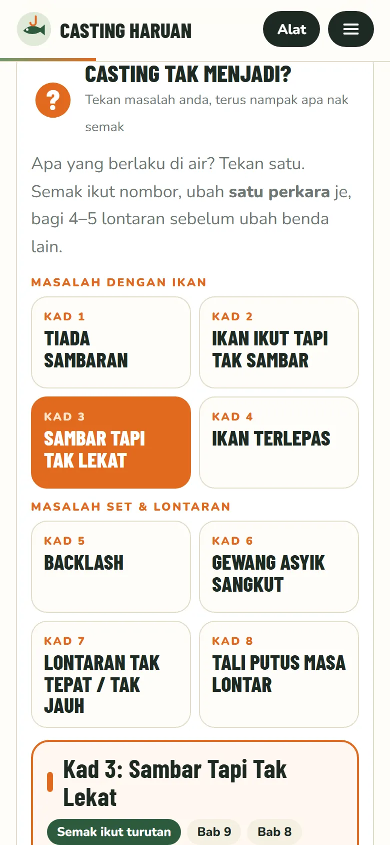 Alat Casting Tak Menjadi dengan 8 kad